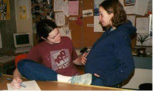 Me in the college costume studio with a prosthetic bump...clearly believing I'd someday enjoy pregnancy circa 1999.
