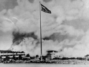 hickam_field_flag_with_burning_barracks_1941