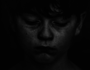 sad kid, black and white, tears