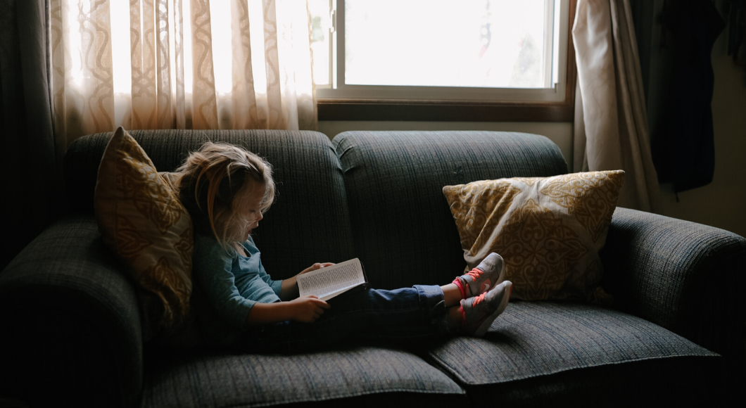 Reading is a great quiet time activity for kids.