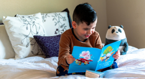 Toddlers can read in bed for quiet time.