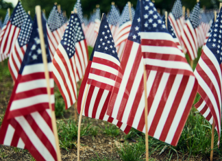 Placing American flags in your yard is a great way to show appreciation on Veterans Day.