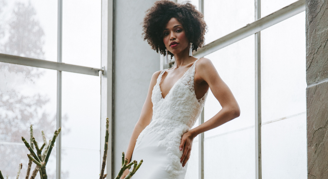 Modern bride exposing her underarm