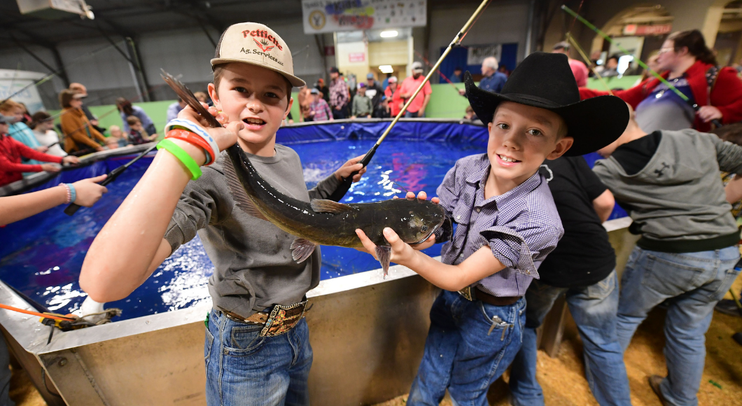 Kids can fish catfish in the stocked catch and release tank at the Fort Worth Stock Show and Rodeo.