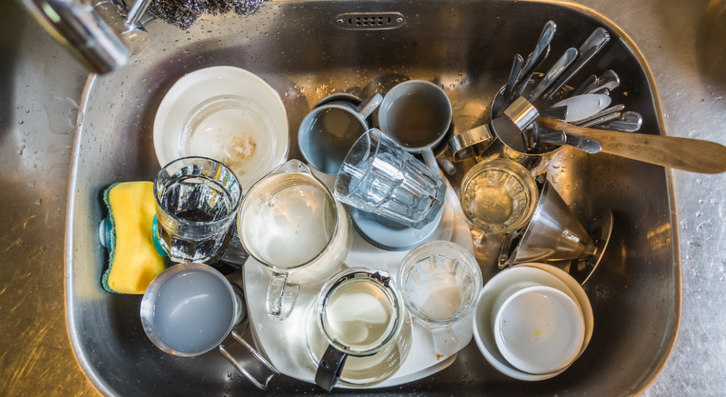 Dirty dishes in the sink