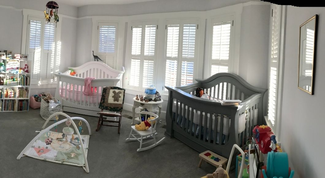 The room had to cribs in it for two babies.