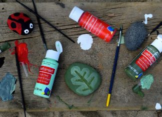 Paint rocks as a fun outdoor activity this fall.