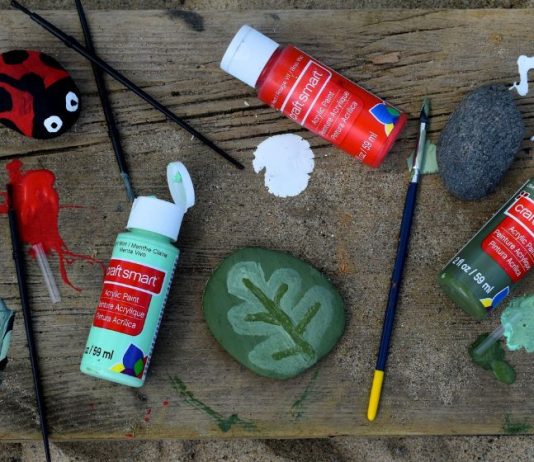 Paint rocks as a fun outdoor activity this fall.