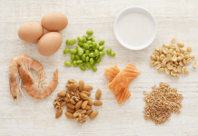 Several foods, like shrimp, eggs, beans, and nuts, that people are allergic to.