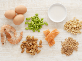 Several foods, like shrimp, eggs, beans, and nuts, that people are allergic to.