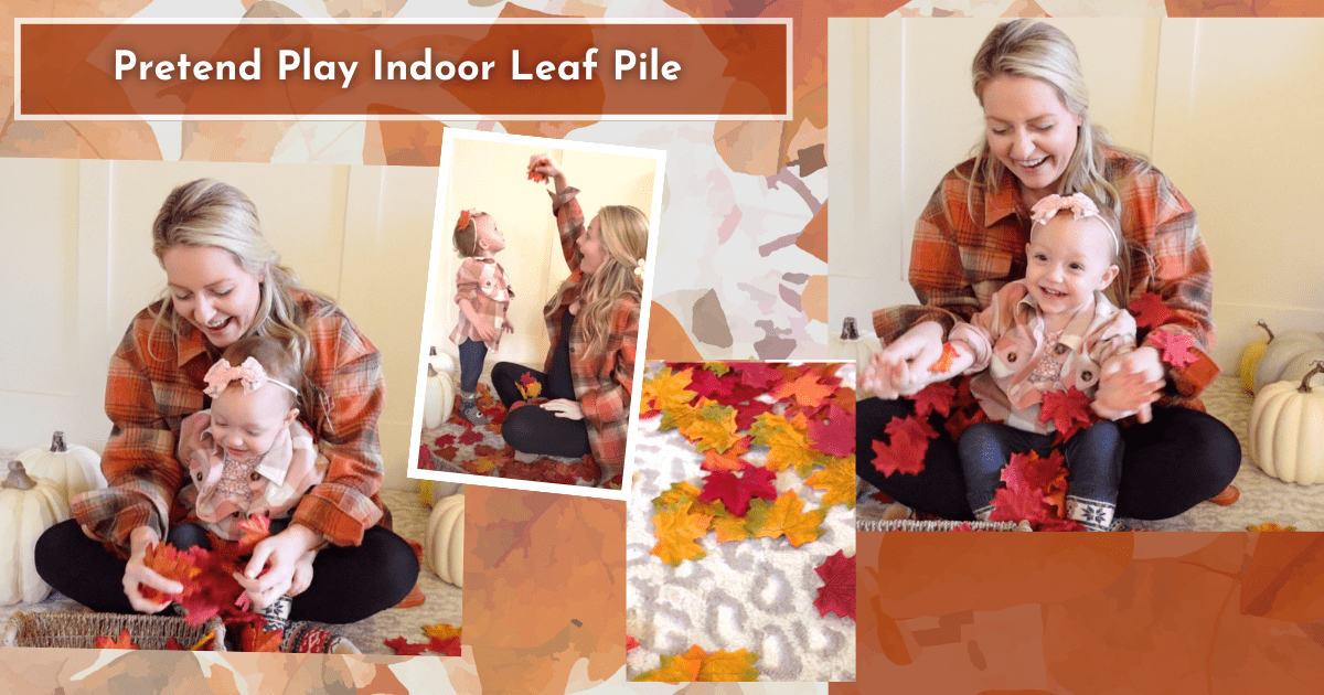 Play with a pretend indoor leaf pile this fall for a fun sensory activity.