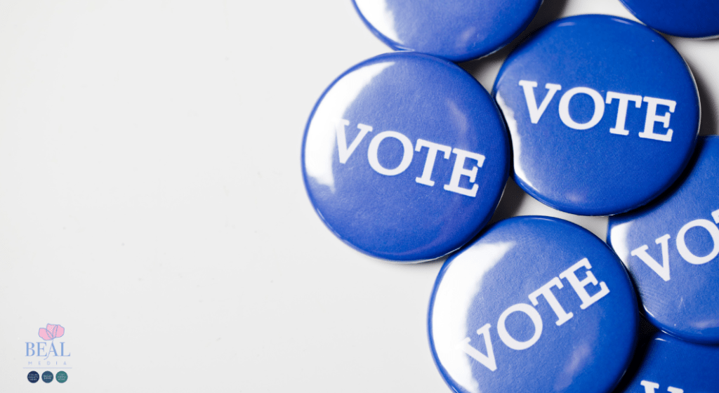 Vote blue buttons